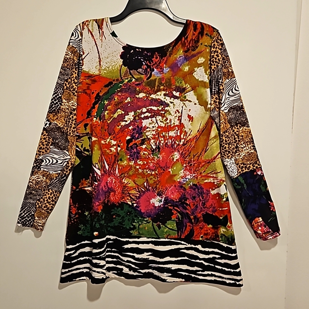 Max And Rina Multicolored Pattern Texture Long Sl… - image 2